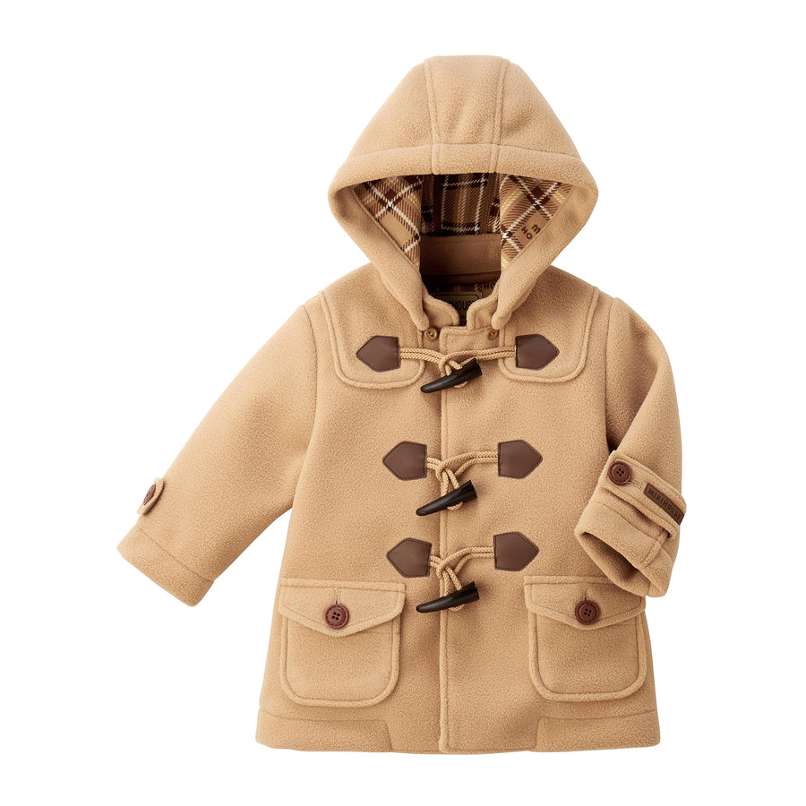 Kids Fleece Duffle Coat - Beige, 130 cm