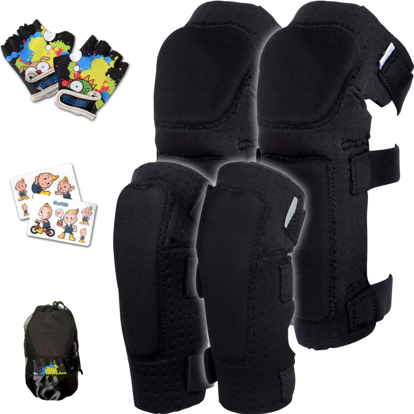 Kids Knee & Elbow Pad Set with Bike Gloves