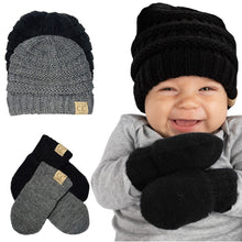 Newborn Knit Beanie & Fleece Mittens Set - Warm Winter Essentials