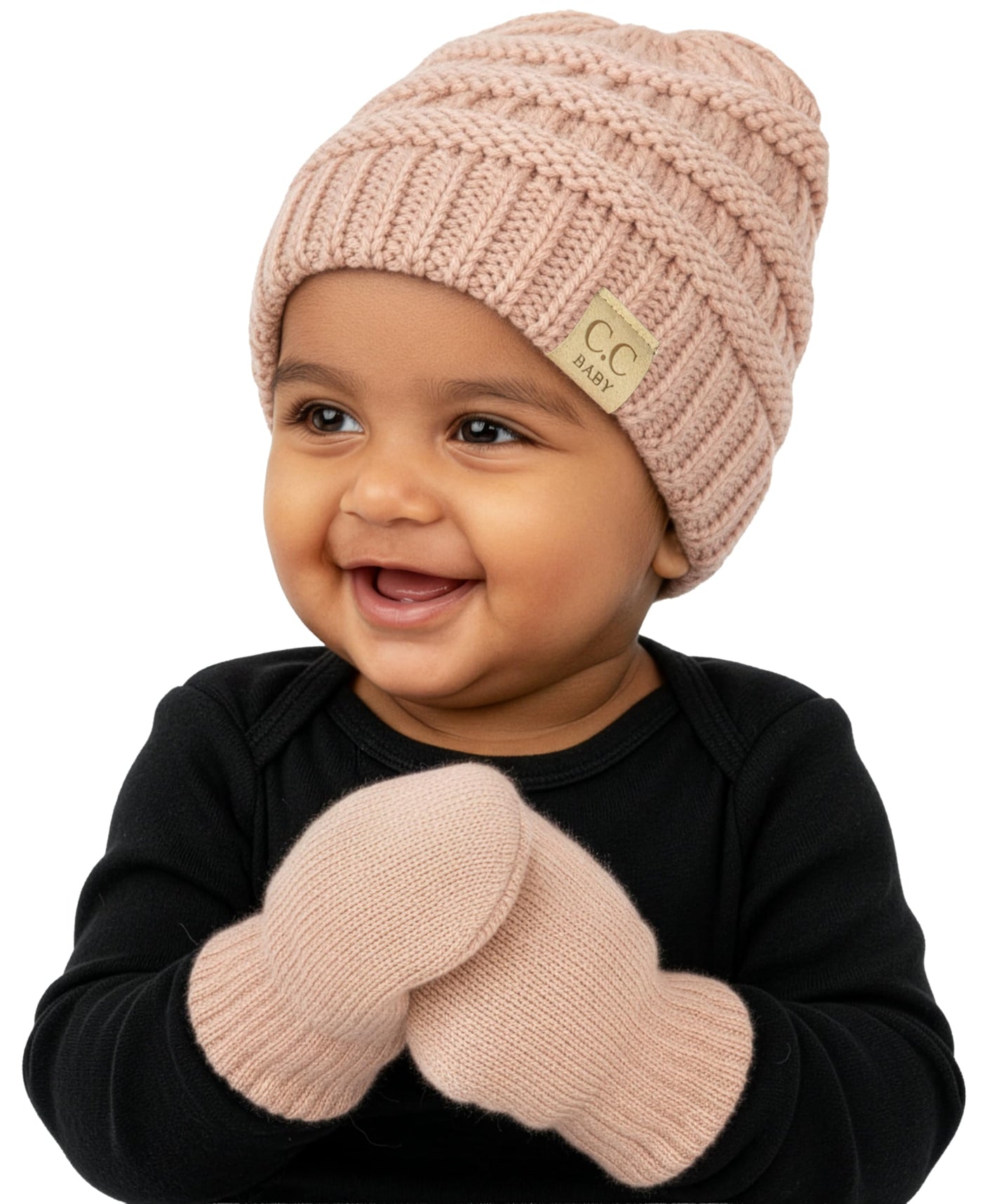 Newborn Knit Beanie & Fleece Mittens Set - Warm Winter Essentials