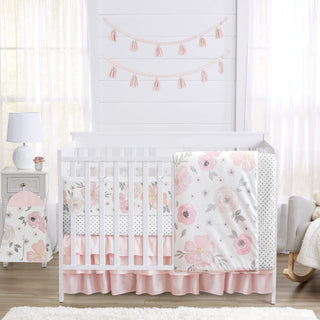 Floral Baby Girl Crib Bedding Set 6 Piece