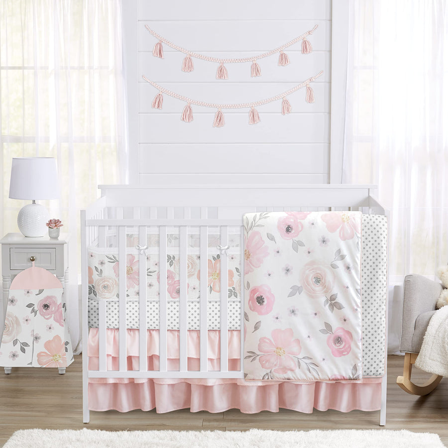 Floral Baby Girl Crib Bedding Set 6 Piece
