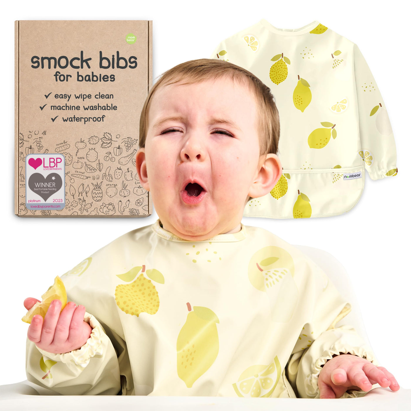 Waterproof Long Sleeve Baby Bib - Feeding Smock, 6-24 Months