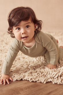 Baby Long Sleeve Ribbed Bodysuit 4 Pack - Pink Mix, Envelope Neck, 9-12 Months