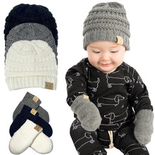 Newborn Knit Beanie & Fleece Mittens Set - Warm Winter Essentials