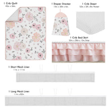 Floral Baby Girl Crib Bedding Set 6 Piece