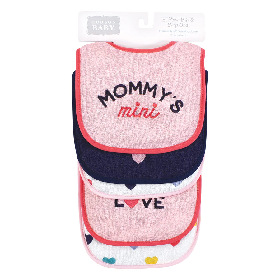 Hudson Baby Unisex Cotton Terry Bib and Burp Cloth Set