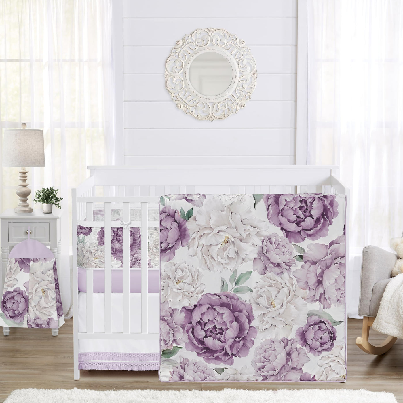 Floral Baby Girl Crib Bedding Set 6 Piece