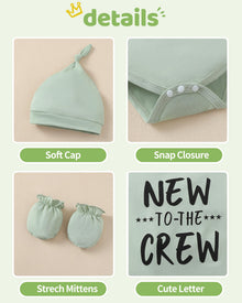 Unisex Baby Bodysuit & Pant Outfit Set 4 Pack - Light Green, 3-6 Months