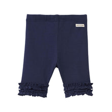Girls Ruffle Leggings Pants - Navy, 130 cm