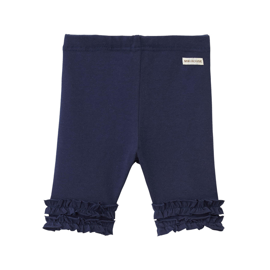 Girls Ruffle Leggings Pants - Navy, 130 cm