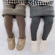 Girls Fleece-Lined Winter Leggings - Khaki, 12-14 Years