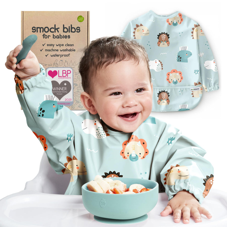 Waterproof Long Sleeve Baby Bib - Feeding Smock, 6-24 Months