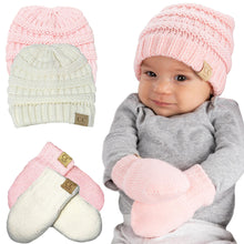 Newborn Knit Beanie & Fleece Mittens Set - Warm Winter Essentials