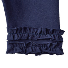 Girls Ruffle Leggings Pants - Navy, 130 cm